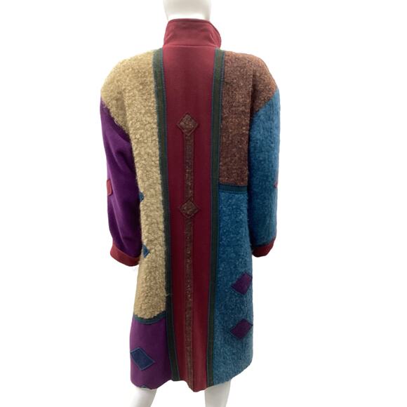 Vintage Coloratura Women’s Coat Size L Wool Multicolor Long Two Front Pockets - Picture 4 of 6